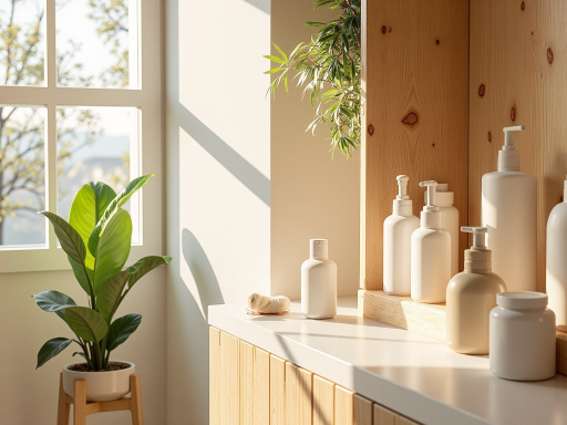 个人护理用品展示,洗护用品整齐摆放,温馨居家背景